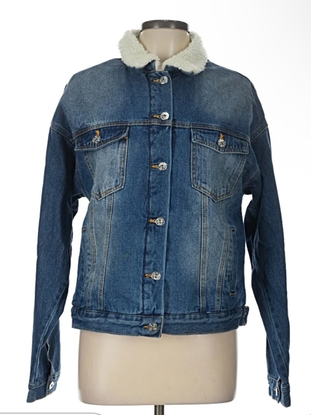 Love Tree Medium Sherpa Lined Jean Jacket
